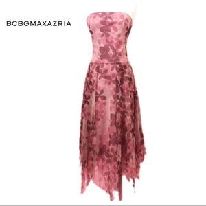 NWOT- BCBG Maxazria strapless flower pink dress